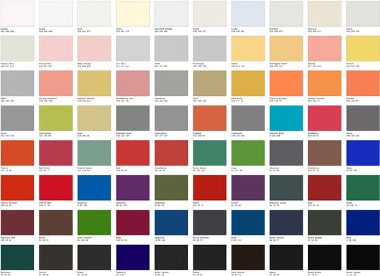 Indexed Colour Chart