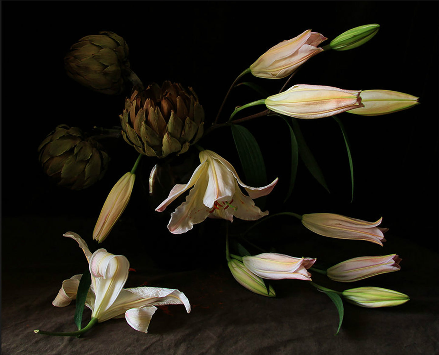 White Lilies With Artichokes